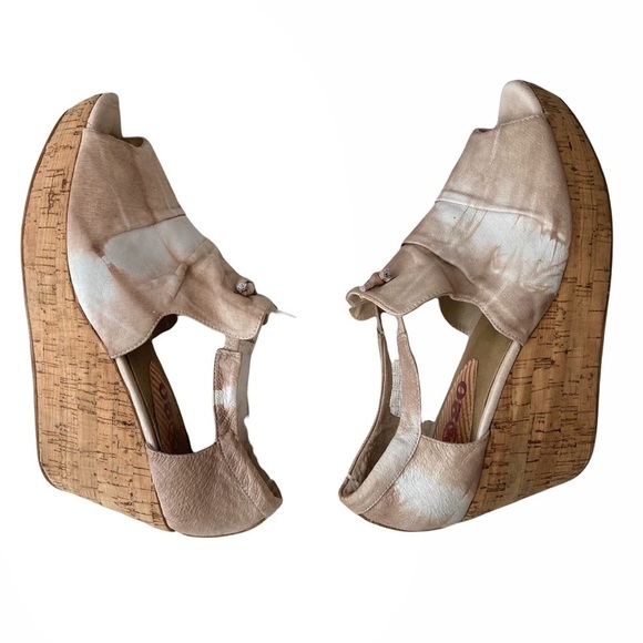 Anthropologie 80%20 Leather Tie Dye Wedge Sandals - Picture 6 of 12